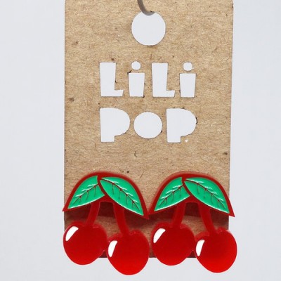 Boucles d'oreilles Lili POP- Cerises